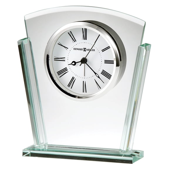 Howard Miller 645781 6-3/4" X 5-3/4" Granby Glass Crystal Analog Table Top Clock - Silver