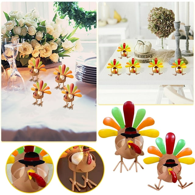 Turkey-Shaped Candle Holder for Thanksgiving Decor, Fireplace Mantel & Window Display with Realistic Metal Design