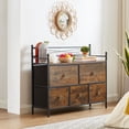 thumbnail image 2 of VECELO 5 Drawers Dresser Metal Frame and Wooden Top Floor Storage Cabinets for Living Room, Bedroom, Office, Brown, 2 of 11