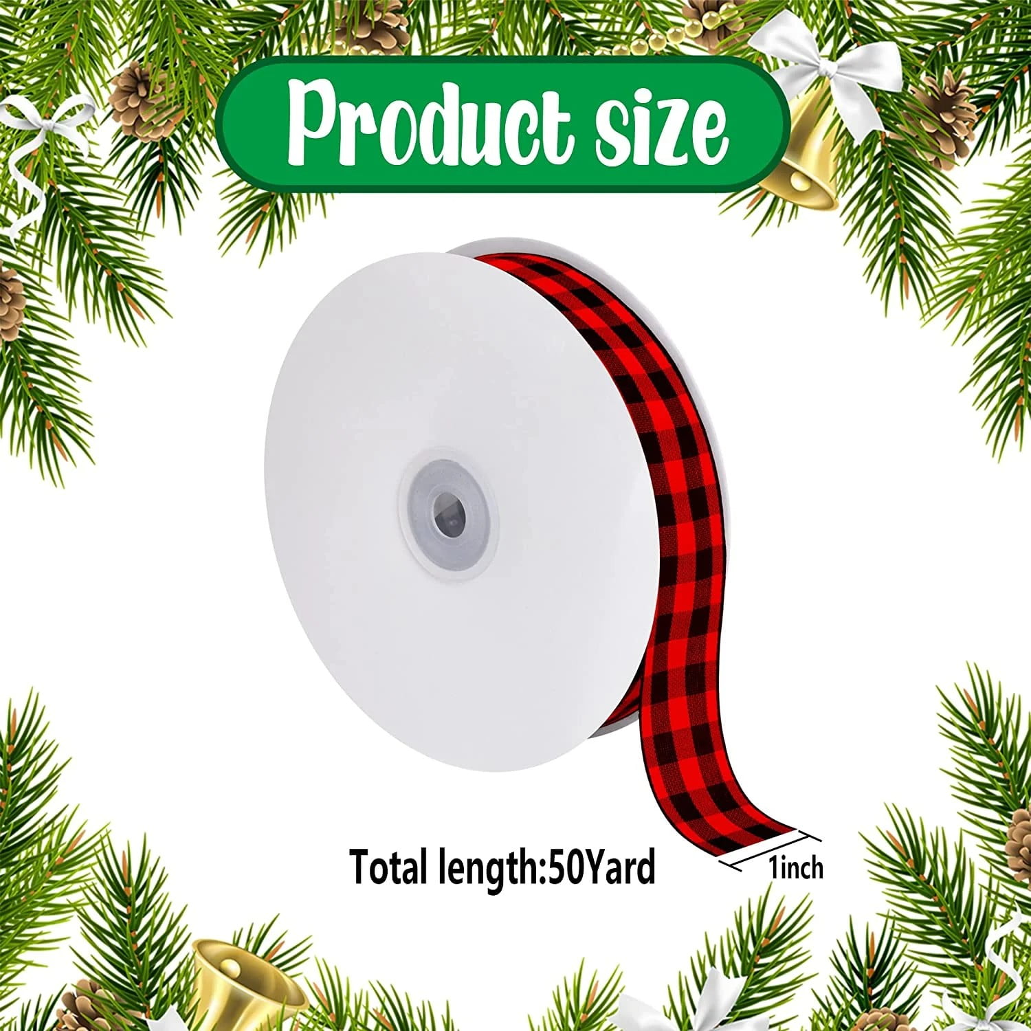 Clearance Fixed clip under $9,50 Yard Large Buffalo Plaid Ribbon 1.0 Inch Black And Red Check Ribbon For Christmas Valentine's Gift DIY Craft Decoration (red) 2PC