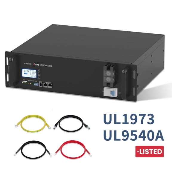 Vestwoods Solar System 48V 100Ah  LiFePO4 Lithium Battery, UL1973 Listed, 6000 Cycles 15 Years Lifetime, 5.12kWh 100A BMS for Solar Storage, Home Backup Power