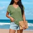 thumbnail image 5 of WQD Women’s Crochet Sweater Top V Neck Cap Sleeveless Spring Summer Knit Shirt Loose Hollow Out Pullover Beach Vacation Casual Fashion Clothes, 5 of 7