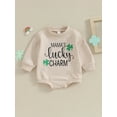 thumbnail image 2 of FEORJGP Infant Baby Sweatshirt Romper Newborn Boys Girls Spring Long Sleeve Jumpsuit Round Neck Rompers Letter Pattern Bodysuit Kids Loose Casual Playsuit, 2 of 9