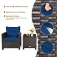 thumbnail image 6 of Gymax 3PCS Outdoor Patio Rattan Conversation Set Garden Yard w/ Navy Cushions, 6 of 10