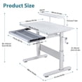 thumbnail image 2 of Fompes Child Computer Desk,Adjustable Height Kids Desk with Bookshelf Hutch,50-Degree Tiltable Desktop for Home School Use,White,39.4" x 23.7" x 33.5", 2 of 13