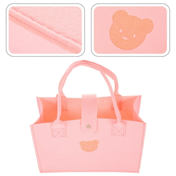 LOLIPPYY 1Pack Pink Tote Bag Felt Storage for Women Grocery Shopping