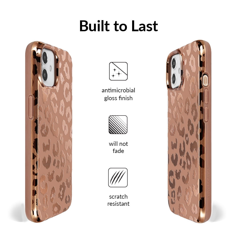 Velvet Caviar iPhone 12 Mini Case MagSafe Compatible - Cute Protective Phone Cases for Women - Bronze Chrome Leopard