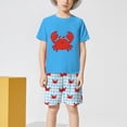thumbnail image 6 of TOWED22 Toddler Baby Girl Boy Summer 2pcs Outfit Trendy Graphic Short Sleeve Crewneck T-Shirt Tee Elastic Waist Shorts Set Clothes(Blue,11-12 Y), 6 of 6