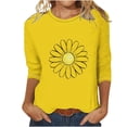 thumbnail image 1 of Blouse pour Femmes, T-shirt Imprimé Mode Manches 3/4 Col Rond Hauts Décontractés, 1 of 2
