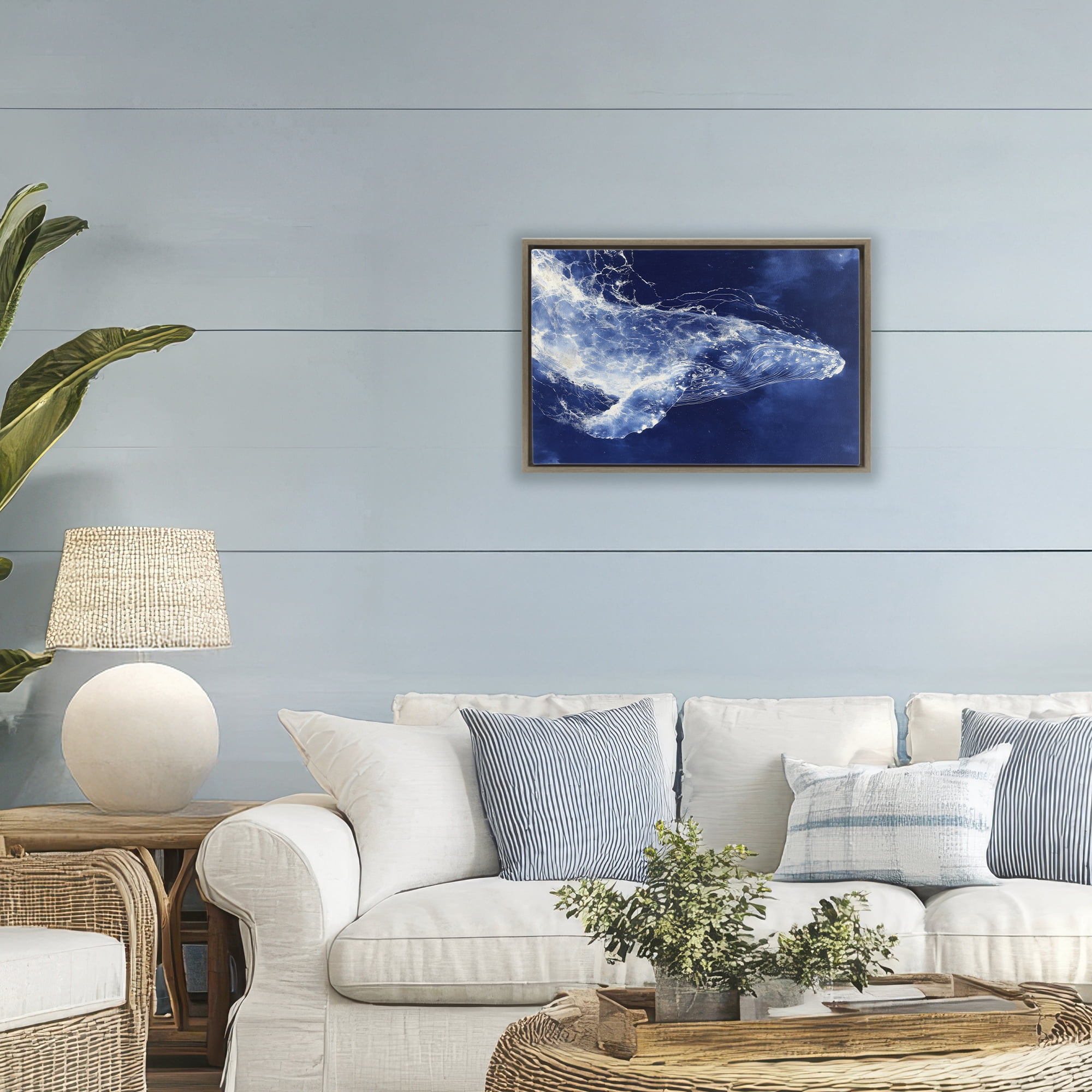 Stupell Industries Whale in Motion Brown Framed Floater Canvas Wall Art, design by Chromatic Storm Studio