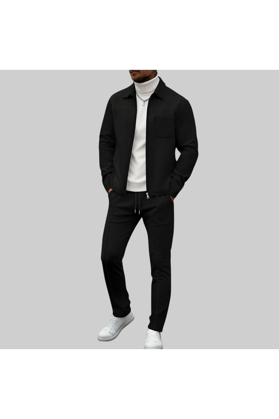 Mens 2 Piece Tracksuits Set Casual Sweatsuits Outfits Full-Zip Jakcet & Loose Jogging Pants