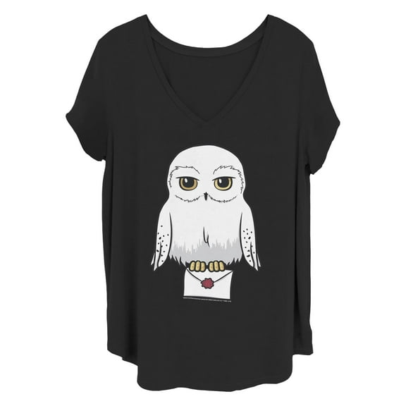 Women's Harry Potter Cartoon Hedwig Letter  Graphic T-Shirt