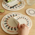 LUODU round Place Mats Woven Plate Mat Set Woven round Glass Dining