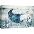 thumbnail image 3 of PixonSign Canvas Print Wall Art Stingray Under The Sea Amphibians Beach Illustrations Modern Art Nautical Colorful Blue Ultra for Living Room, Bedroom, Office - 16"x24", 3 of 5