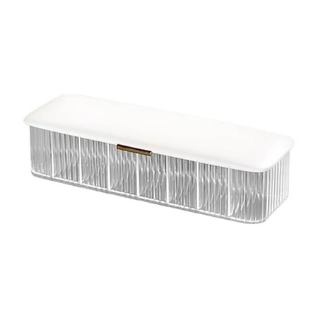 Electronics Cable Charger Organizer 8 Sections Clear Plastic Cable Storage Bin Box Cord Holder Office Desk Stackable Accessories (8 Sections/With Cover) White