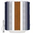 thumbnail image 2 of Modern Brown Blue Waterproof Fabric Shower Curtain, Boho Contemporary Geometric Striped Shower Curtain for Bathroom Curtains Bathtubs Hotel Washable Shower Curtains with 12 Hooks Long 72x78in, 2 of 6