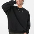 thumbnail image 5 of RYDCOT Men's Oversized Fleece Sweatshirt Long Sleeve Crewneck Casual Pullover Tops Solid Color Loose Fitting Sweatshirts Big & Tall 4XL Black, 5 of 9