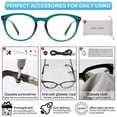 thumbnail image 7 of MARE AZZURO Reading Glasses Women 1.0 Trendy Round Readers 100 125 150 175 200 225 250 275 300 350 400 500 600 (Green, 1.00) with Spring Hinge, Composite Lens, 7 of 7