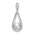thumbnail image 4 of 925 Sterling Silver Polished Cubic Zirconia Tear Drop Pendant Necklace 25x9mm Wide Pendant for Women, 4 of 4