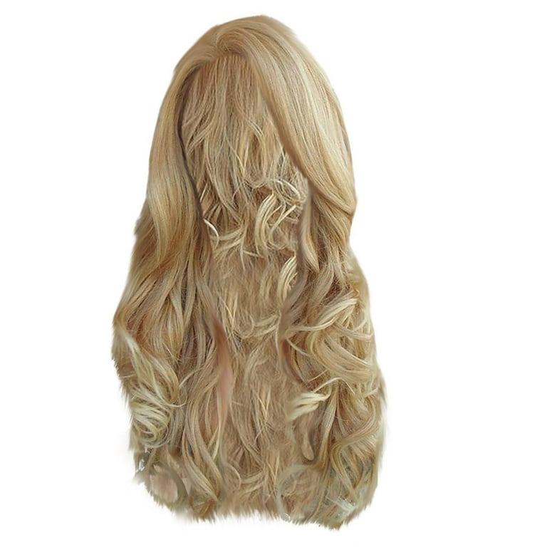 Fashion Women's Fading Long Curly Hair Big Wave Gold Wig, Size: One size, Pink
