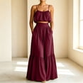 thumbnail image 2 of CHUMUD Womens Sets 2 Piece Outfits Skirts Summer Trendy Spaghetti Strap Ruffled Crop Top & High Waist Maxi Skirt Casual Going Out Vacation, 2 of 9