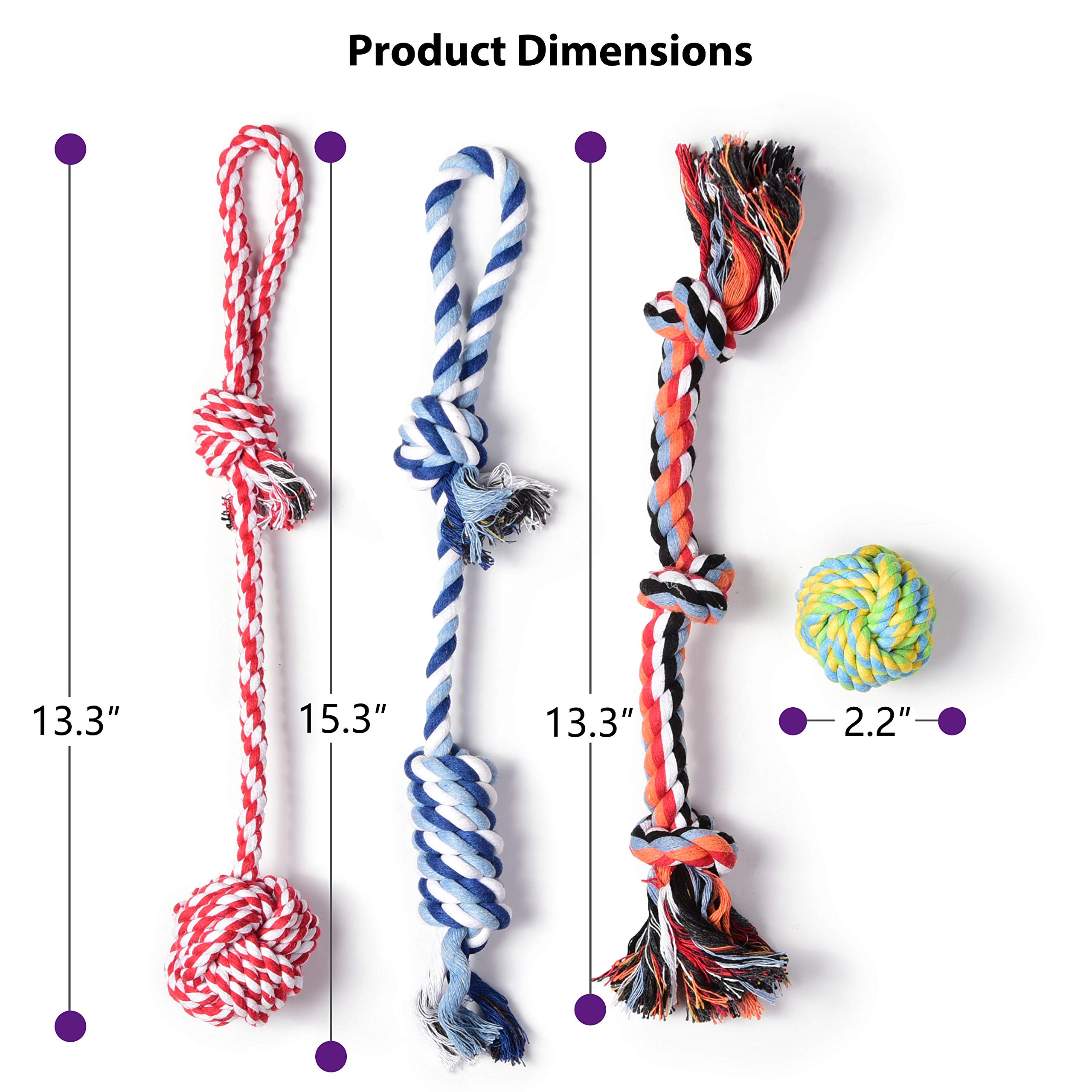 Dog Rope Toys 4 Pack, Puppy Teething Sturdy Cotton Chew Tug Indoor/Outdoor, Exercise Interactive Tug O'War Toys Set for Boredom Small-Meidum Dogs