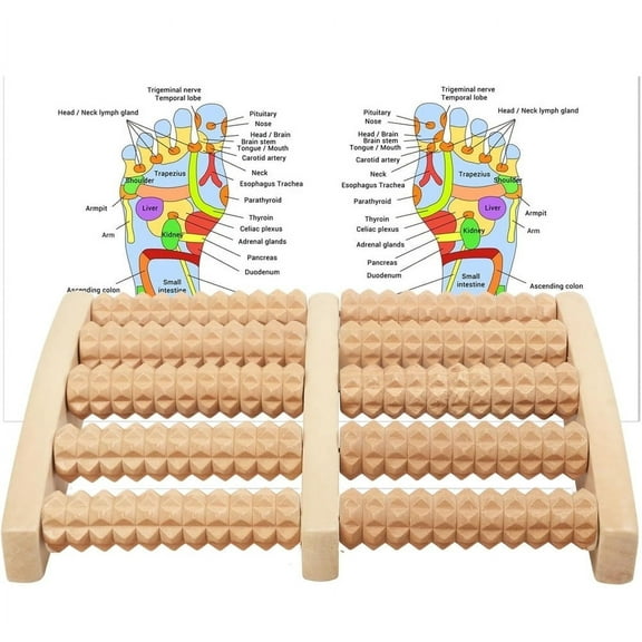 NOGIS Wooden Foot Massager Roller, Dual Foot Massage Roller for Relief Tired Feet, Pain and Plantar Fasciitis, Massage Tools for Women and Men