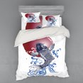 thumbnail image 1 of Ambesonne Japanese Bedding Set 4 Pcs, Carp on Flag, Queen, White, 1 of 3