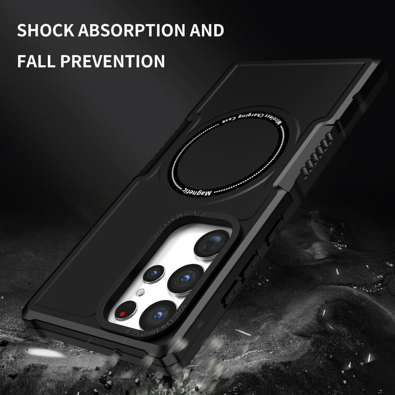 Haobuy for Samsung Galaxy S24 Ultra Case with Camera Cover Kickstand Hard  PC Shockproof Magnetic Case