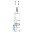thumbnail image 2 of ANGARA Natural Round Aquamarine Solitaire V-Bale Pendant with Diamond in 925 Sterling Silver for Women (Size-5mm) | March Birthstone, Anniversary, Jewelry Gift for Women | Natural Aquamarine Necklace, 2 of 9