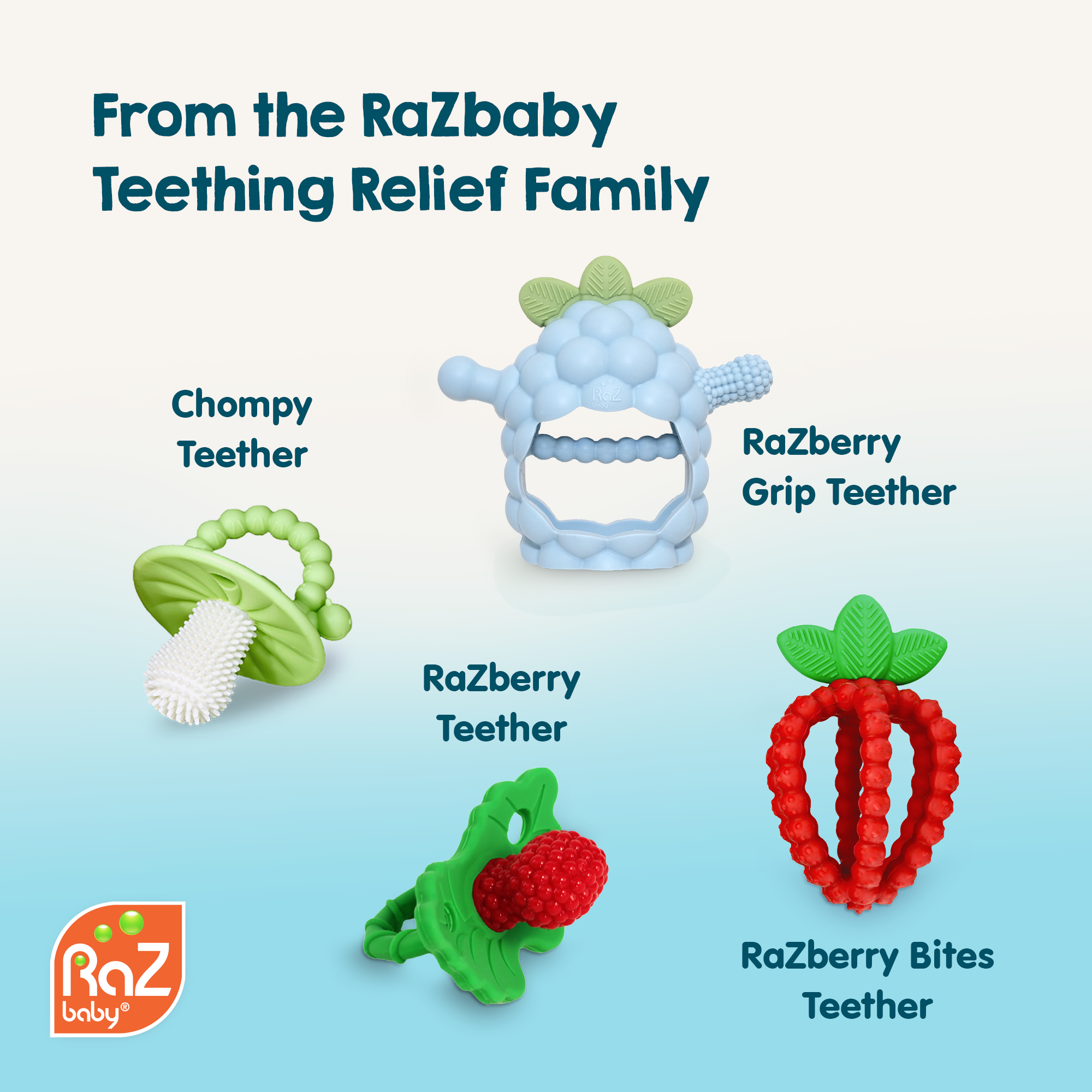 RaZbaby Chompy Grip Teether with Suction Base, Red/Green photo 8