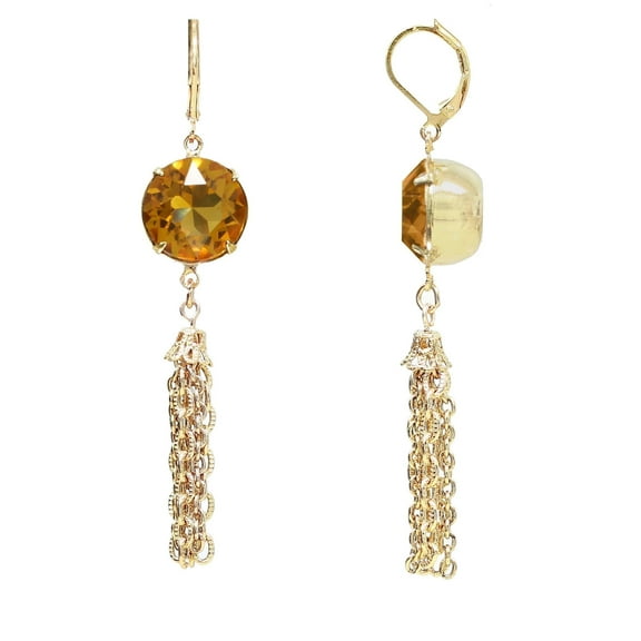 1928 Jewelry Swarovski Element Crystal Tassel Chain Earrings