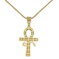 thumbnail image 2 of Real Genuine Diamond Egyptian Ankh Cross Horus Evil Eye Of Ra Pendent Charm 2'' Over Gold  Finish, 2 of 5