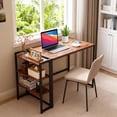 thumbnail image 3 of No Assembly Folding Computer Desk with Storage Shelf – 35 Inch Space-Saving Sturdy Writing Table for Bedroom, Home Office, Dorm, Apartment – collapsible Durable Laptop Desk, 3 of 7