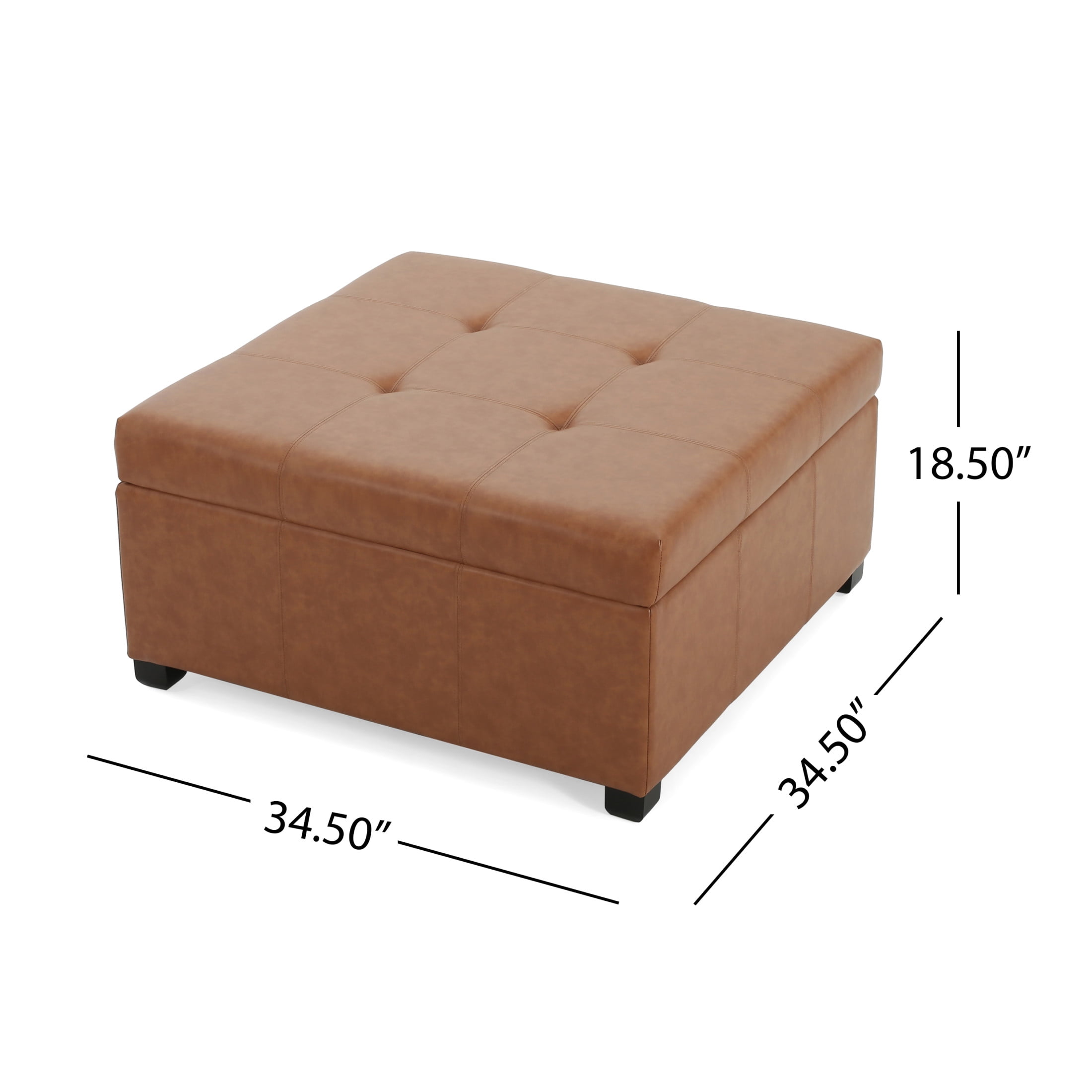 Nassau Upholstered Storage Ottoman, Tan