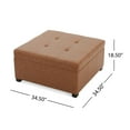 thumbnail image 3 of GDF Studio Tan PU Storage Ottoman Bench with Dark Birch Legs, 3 of 6