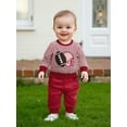 thumbnail image 5 of Loicainy Toddler Baby Boy Fall Clothes Set 3 6 12 18 24 Months 2T 3T Football Embroidery Stripe Long Sleeve Pullover Elastic Waist Solid Pants 2Pcs Outfit, 5 of 9