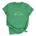 thumbnail image 5 of Valentines Day Shirt for Women Heart Print Round Neck Tee Fashion Casual Short Sleeve Tops ,Green,M, 5 of 7