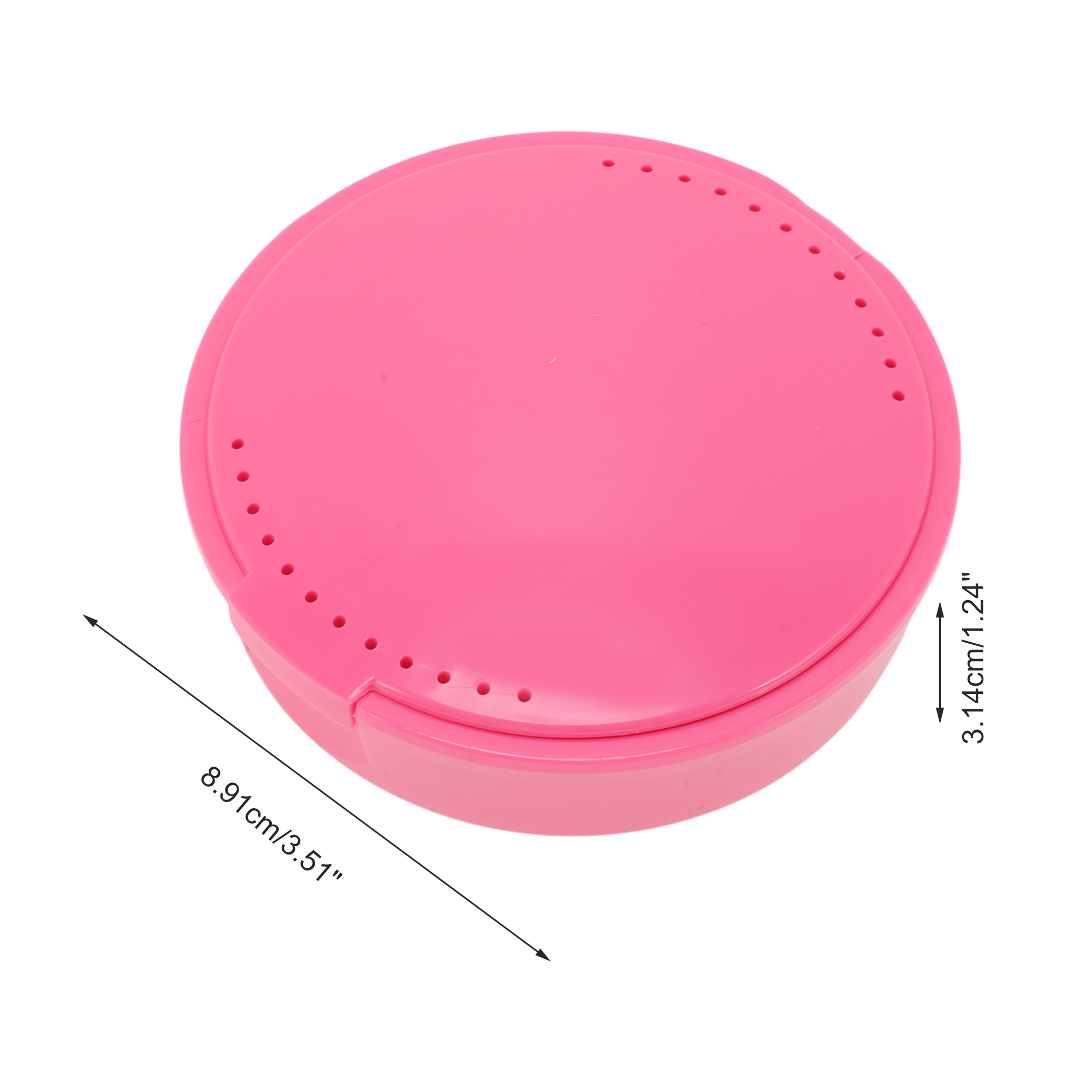 Unique Bargains Round Braces Box with Mirror 1 Pc Pink