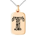 thumbnail image 1 of Stainless Steel Letter T Initial Dotted Monogram Engraved Small Rectangle Dog Tag Charm Pendant Necklace, 1 of 1
