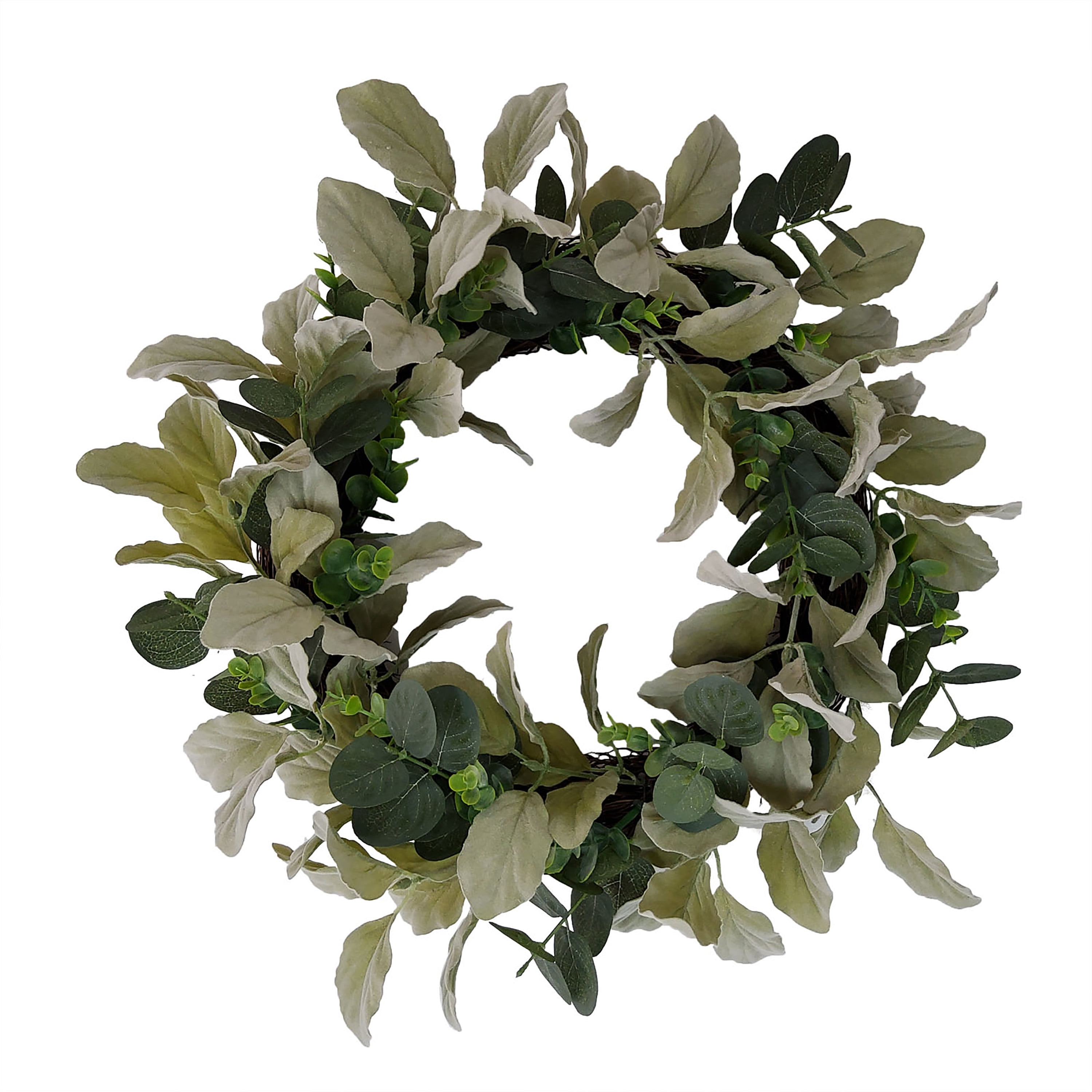 (4 pack) Mainstays, 18in Indoor Artificial Evergreen Wreath, Green Color, Plastic, Not in Pot.