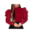 thumbnail image 3 of Gzhioc Women's Elegant Sequin Mesh Sheer Puff Long Sleeve Mock Neck Slim Fit Party Blouse Shirt Top ,S-XXL, 3 of 6