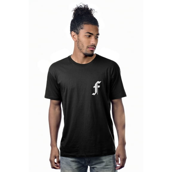 Daxton Adult Unisex Black Tshirt Custom White Old English Numbers and Letters, Letter F, X-Large