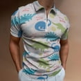 thumbnail image 2 of Cartoon Dinosaur Men Zipper T-shirt Summer Casual Short Sleeve T-shirt Top, 2 of 7