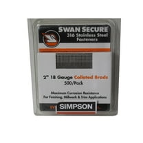 Simpson Strong-Tie T18N200FNB - 2" 18ga 316SS Straight Finish Nails 500ct