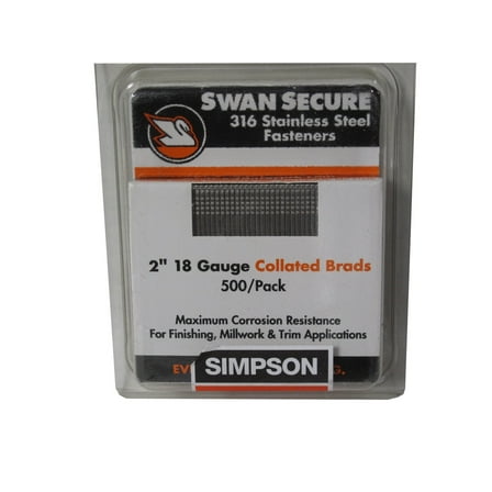 Simpson Strong-Tie T18N200FNB - 2" 18ga 316SS Straight Finish Nails 500ct