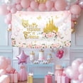 thumbnail image 3 of Once Upon a Time Backdrop Pink Floral Gold Castle Princess Birthday Background for Girls First Birthday Party Decorations Banner Supplies Photo Booth Props, 3 of 5