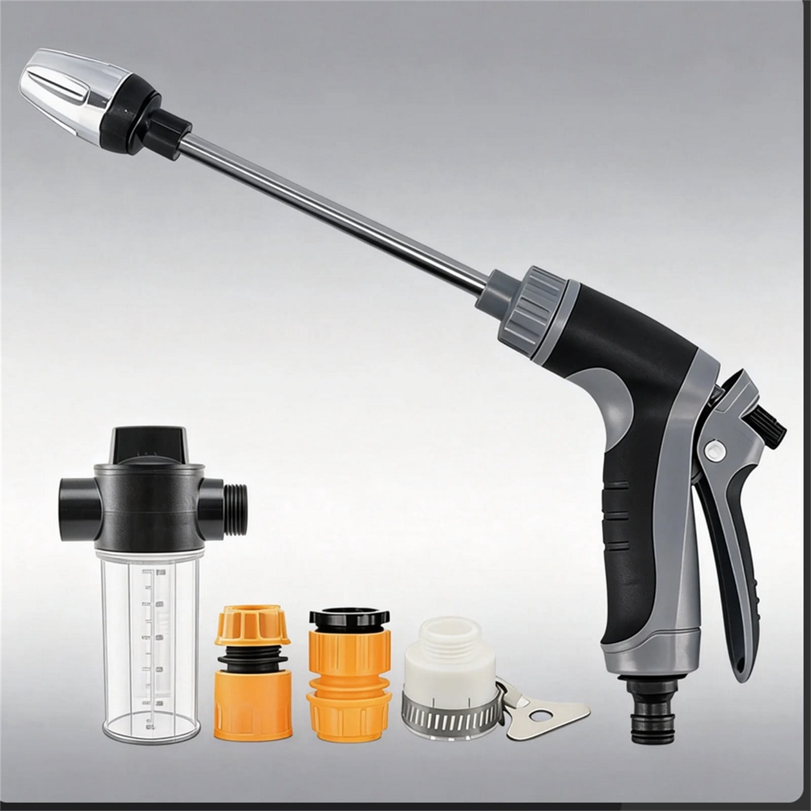 Portable High Pressure Car Wash Nozzle, Multi-Function Garden Hose Nozzle with 360° Rotating Three Spray Modes for Car & Garden Cleaning