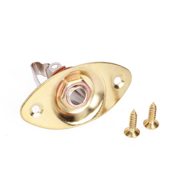 Naiovety Panel de conector de guitarra eléctrica Universal, 6,35mm, 1/4 , conector ovalado, Kit de montaje de puerto, accesorios para instrumentos Accesorios para instrumentos musicales oro Naiovety OD0057-03