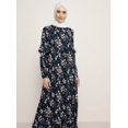 thumbnail image 2 of Navy Blue - Floral - Crew neck - Unlined - Viscose - Dress - Refka, 2 of 5